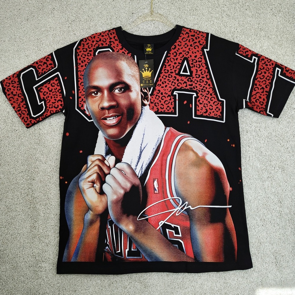 Chicago Bulls Young Michael‎ Jordan Goat AOP Modern Boot Mens L T-Shirt NBA